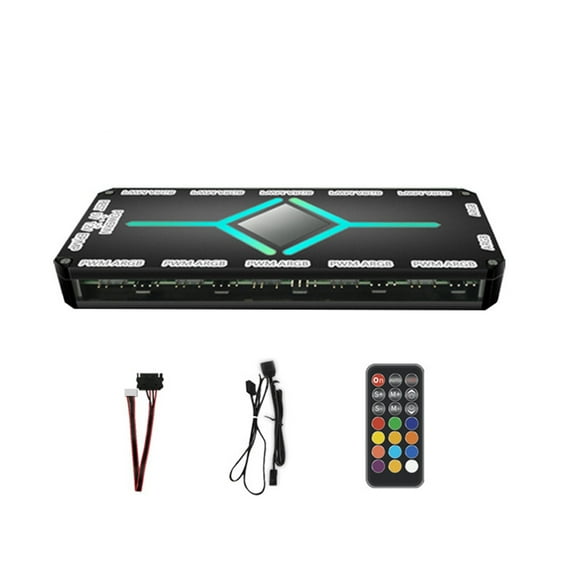 Dynamic Lighting Cycle Fan Hub with 12 ARGB + 10 PWM Port Remote Controller