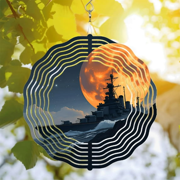 Dynamic Metal Hanging Wind Spinners with Futuristic Circular Patterns ...