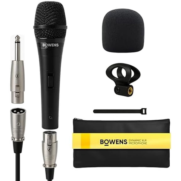 Dynamic Mic XLR  Wired Karaoke Microphone with 15ft Cable, Handheld Vocal Microphone for Singing, Dj, Podcasting, and PA Systems, Complete 7 Piece Microfono Kit$$Music