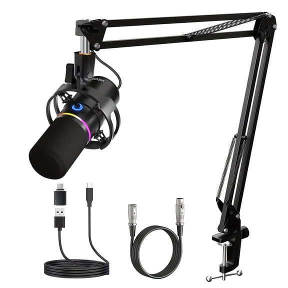 Dynamic Microphone Kit with Noise Cancellation, USB/XLR, Boom Arm, Gain & Volume Control for Streaming, Gaming, Podcast, Voice-Over