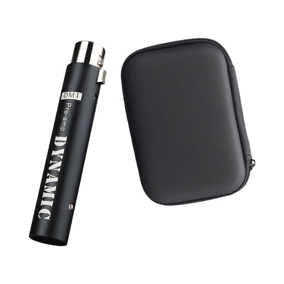 Dynamic Microphone Preamp XLR Inline Mic Preamp With 48V Power, Metal Body for Podcast Streaming and Live Voice