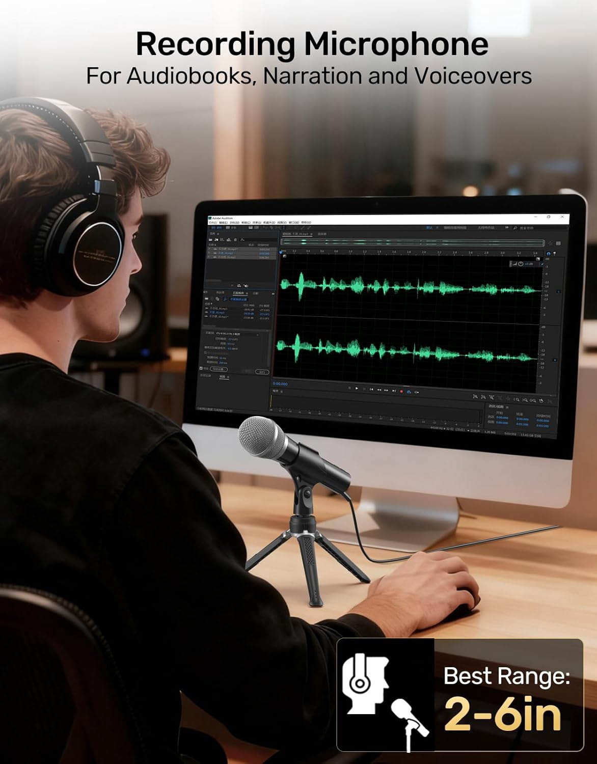 Dynamic Microphone for Audiobook Recording USB XLR Noise Canceling Handheld Mic Kit with Volume Control