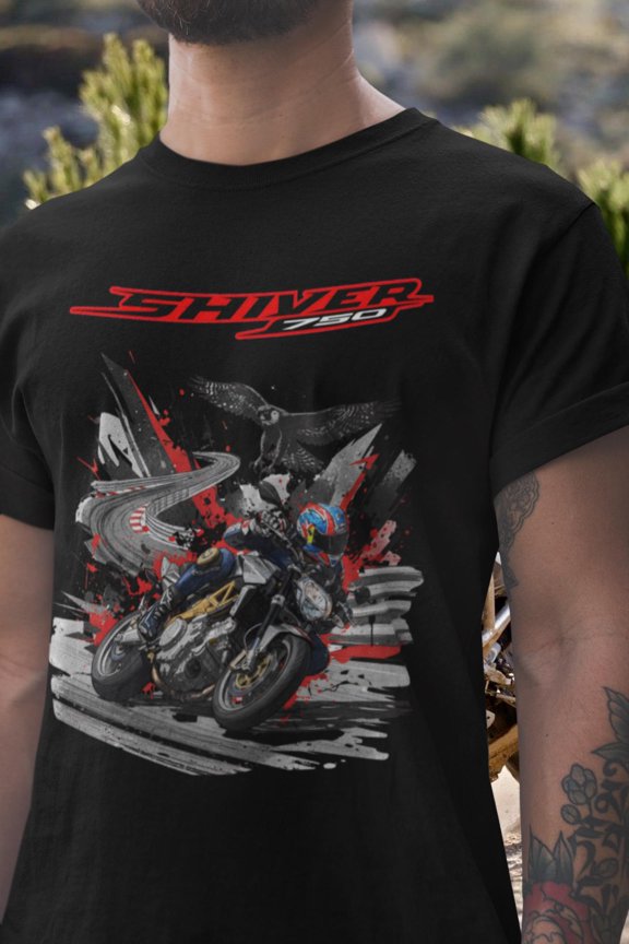 Dynamic Motorcycle Graphic T-Shirt for Urban Streetfighter Enthusiasts and Italian V-Twin Fans