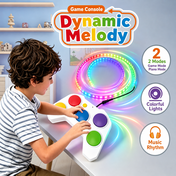 Dynamic Musical Reaction Game Toys, Rechargeable Dual Mode Light Strip Color Matching Console, Fast Reflex Training Hand-Eye Coordination Interactive Arcade Toys
