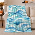 thumbnail image 1 of Dynamic Ocean Wave Japanese Art, Cozy Artistic Scene, Warm Flannel Blanket for Beach House and Reading Nook, Beach Lovers Valentine's Day Gift, Artistic Home Decor, 1 of 9