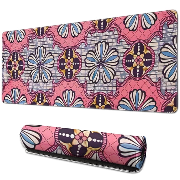 Dynamic Performance: Floral Mandala Mouse Mat - Custom Size, Non-Slip Rubber Base, Stitched Edge, Waterproof, Perfect for Gaming and Office (31.5 X 11.8 Inch)