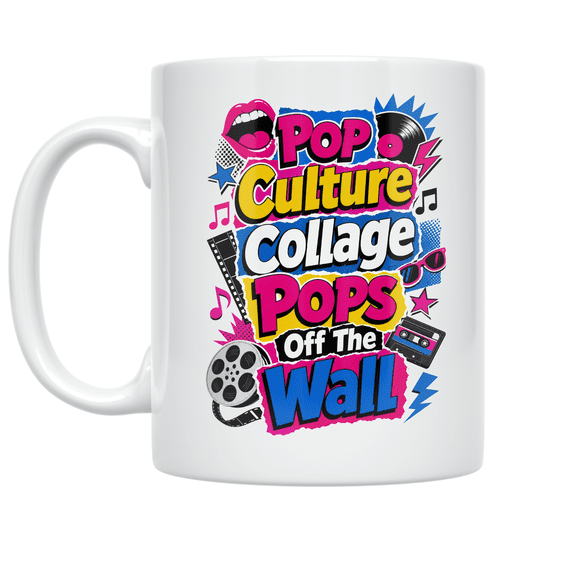 Dynamic Pop Culture Collage Art - Pop Culture Enthusiast - 11 oz Ceramic Coffee Mug