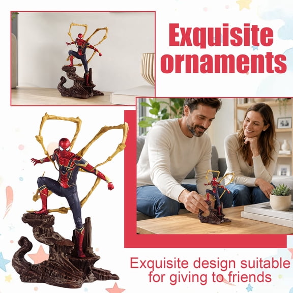 Dynamic Pose Action Figure with Mechanical Back Attachments - Red Blue Stance Model for Home Desk and Shelf Display