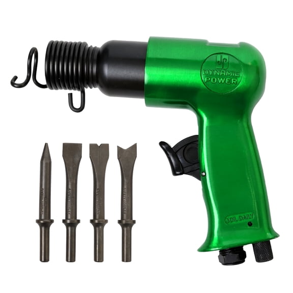 DYNAMIC POWER Short Barrel Air Hammer Kit with 4-Chisels, Alloyed steel barrel and heat-treated piston, 4500 bpm D319115-SA
