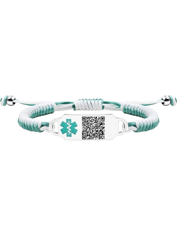 Dynamic QR Code Medical Alert Bracelet, Adjustable Braided Rope ID Wristband for Men Women, Scan to Edit Emergency Info, No Engraving Needed, Allergy Blood Thinner Smart Medical Jewelry