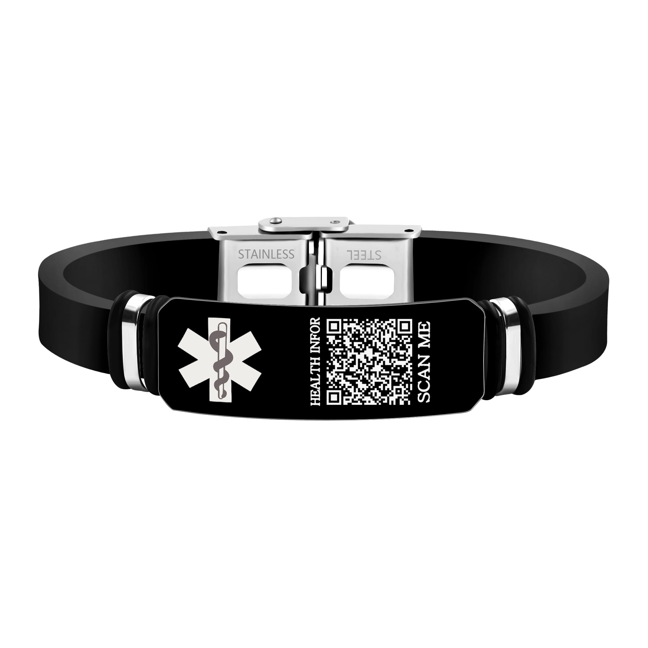 Dynamic QR Code Medical Alert Bracelet for Men Women Scan to Update ...