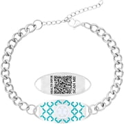 Dynamic QR Code Medical Alert Bracelet for Women, Teal Stainless Steel Medical ID Bracelet, Scan to Update Medical Information, No Engraving Required, Adjustable Emergency Medical Jewelry