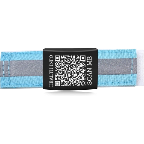 Dynamic QR Code Medical ID Shoelace Tag | 22mm Waterproof Nylon Shoe Lace Charm with Reflective Strip | Scan to Update Emergency Contact & Health Info | No Engraving Required