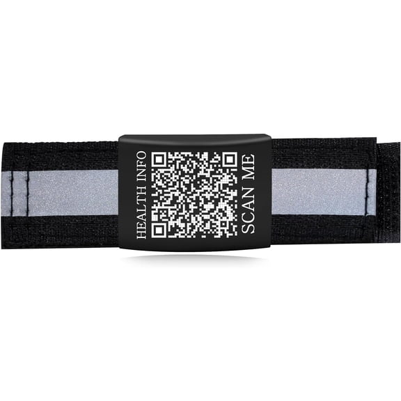 Dynamic QR Code Medical ID Shoelace Tag | 22mm Waterproof Nylon Shoe Lace Charm with Reflective Strip | Scan to Update Emergency Contact & Health Info | No Engraving Required