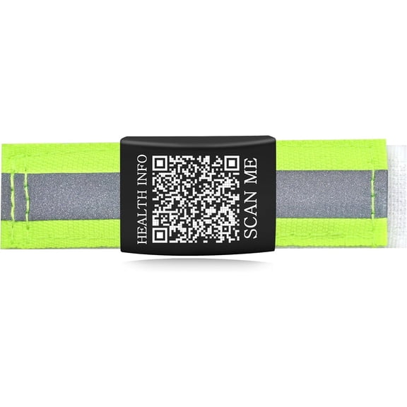 Dynamic QR Code Medical ID Shoelace Tag | 22mm Waterproof Nylon Shoe Lace Charm with Reflective Strip | Scan to Update Emergency Contact & Health Info | No Engraving Required