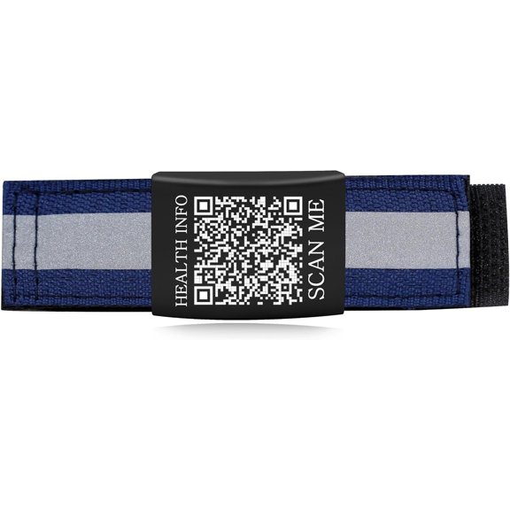 Dynamic QR Code Medical ID Shoelace Tag | 22mm Waterproof Nylon Shoe Lace Charm with Reflective Strip | Scan to Update Emergency Contact & Health Info | No Engraving Required