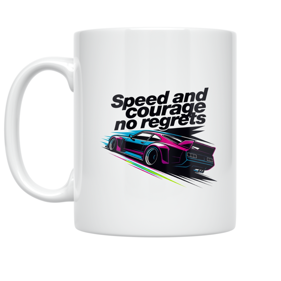 Dynamic Racing Car Silhouette - Street Racing Enthusiast - 11 oz Ceramic Coffee Mug