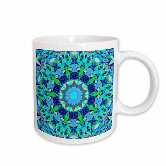 3drose, Dynamic Radial Tiled Triangle Mosaic Background Design, 11oz Mug