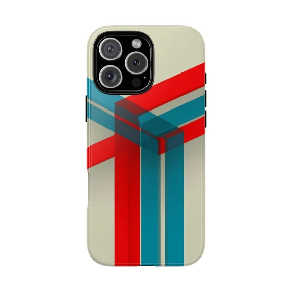 Dynamic Red Blue Parallel Lines Abstract Case for iPhone 17 11 12 13 14 15 16 Pro Max