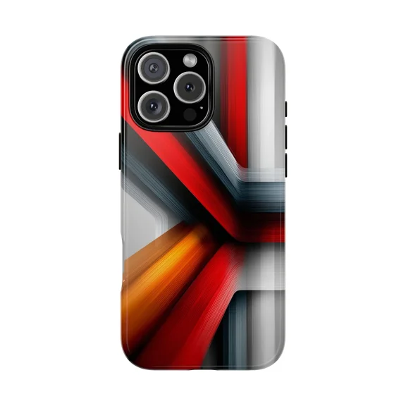 Dynamic Red Gray Vector Abstract Case for iPhone 17 11 12 13 14 15 16 Pro Max
