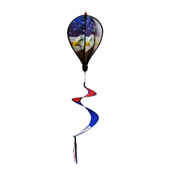 Dynamic Rotating Hot Air Balloon Wind Spinner 28x110cm, Weatherproof Outdoor Hanging Decoration with Flag Pattern for Garden & Patio