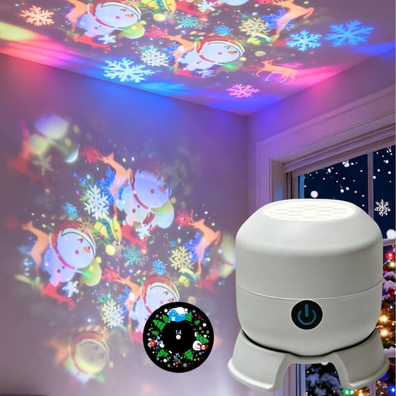 Dynamic Rotating LED Projector Light, 2026 New USB Rechargeable LED Projector, Snowflake, Christmas, Ocean Dynamic Patterns, Adjustable Brightness Ambient Lighting  for Bedroom, Bathroom