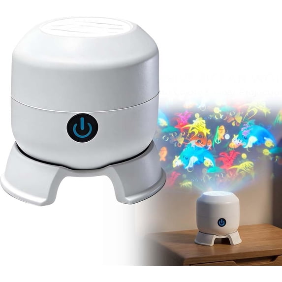 Dynamic Rotating LED Projector Light, 2026 Upgrade Rechargeable 360° Rotating Ocean Night Light Projector, Adjustable Brightness Ambient Lighting for Living Room Bedroom Office Ceiling