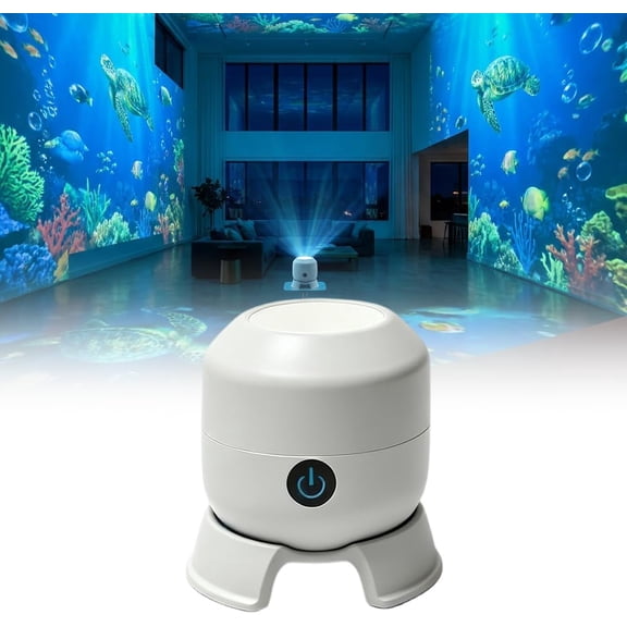 Dynamic Rotating LED Projector Light, 360° Ocean Wave Starry Night Projection Lamp, Adjustable Focus Ambient Light for Bedroom Home Theater Meditation