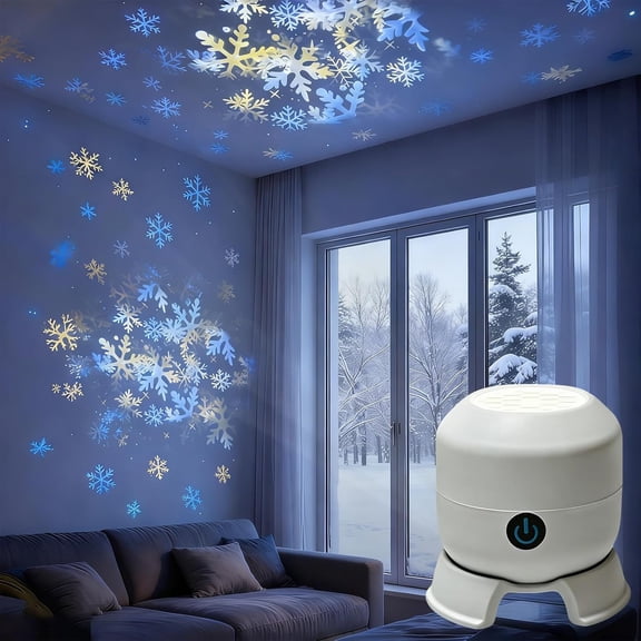 Dynamic Rotating LED Projector Light, 360° Rotating Ocean Night Light Projector, USB Dimmable Kids Projector for Bedroom Meditation, Relaxation, Bathroom, Gifts for Children and Adults (Snowflake)