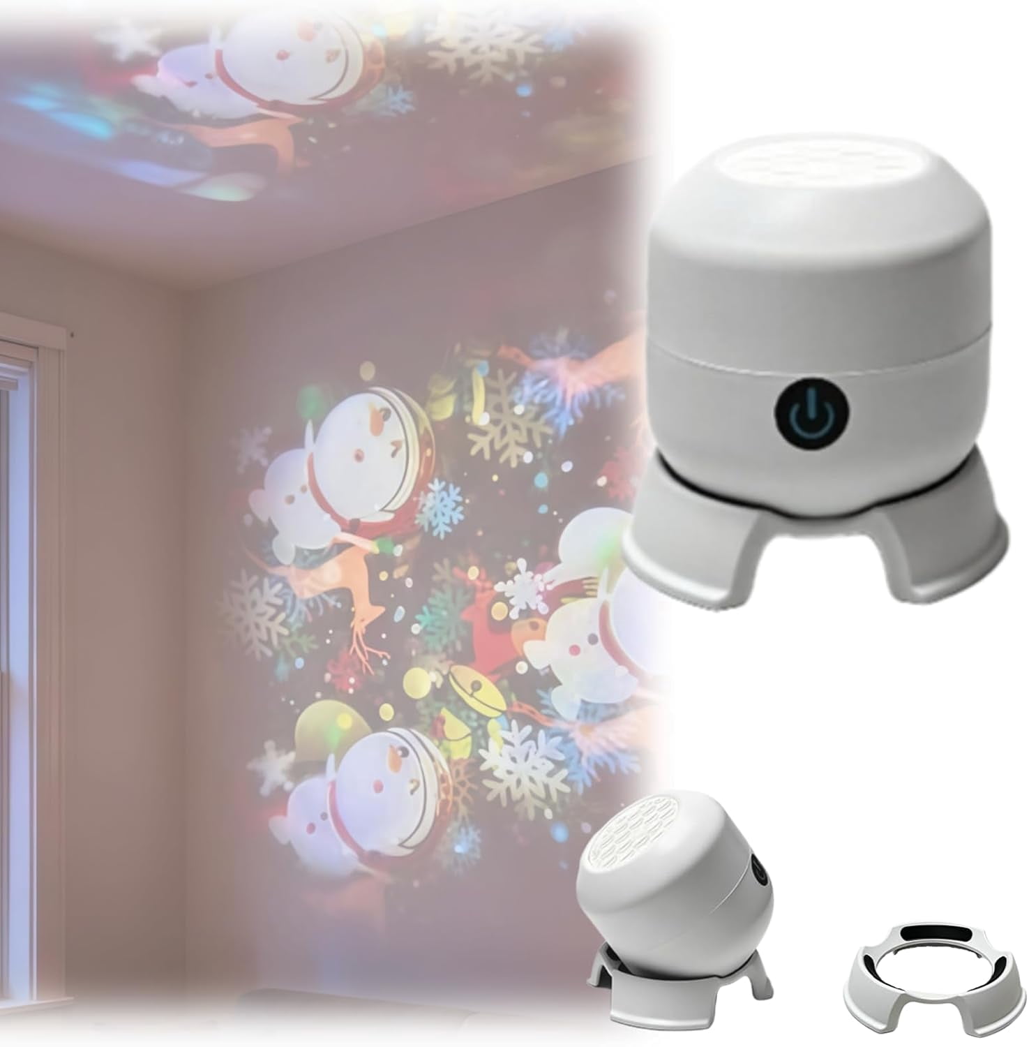 Dynamic 360° Rotating LED Projector Night Light – Ocean & Snowflake Effects, USB Rechargeable, Dimmable For Bedroom Relaxation & Meditation (Ocean)
