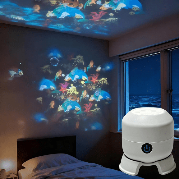Dynamic Rotating LED Projector Light,360° Rotating Ocean Wave Night Light,USB Rechargeable with Adjustable Projection Base, Ambient Lighting for Bedroom, Home Theater, Living Room and Party Decor