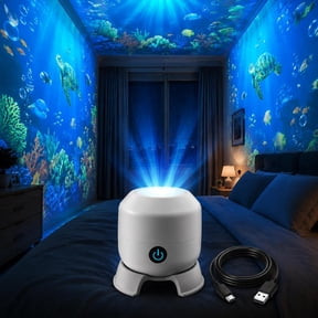 Dynamic Rotating LED Projector Light, 360° Rotating Ocean Wave Night Projection Night Light, Multi-Angle Projection Base, for Bedroom, Home Theater (Ocean)