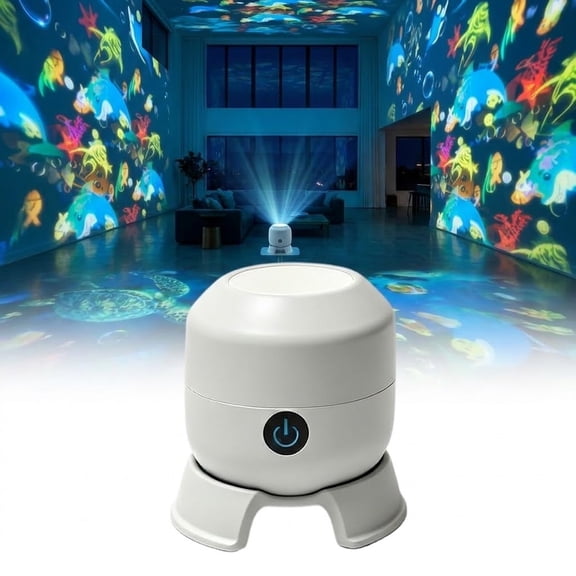 Dynamic Rotating LED Projector Light, 360° Rotating Ocean Wave Night Projection Night Light, Multi-Angle Projection Base, for Meditation, Bedroom, Home Theater