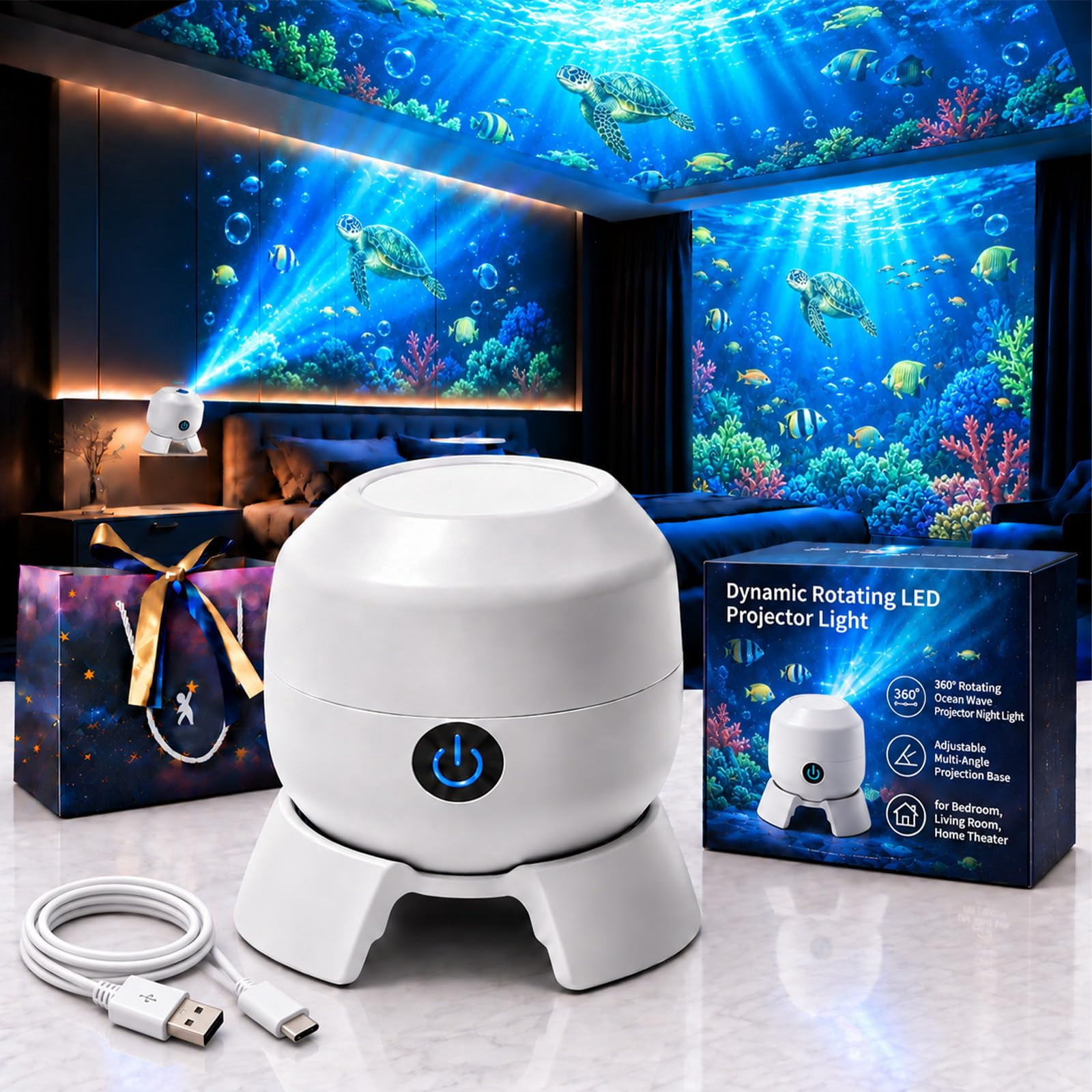 Dynamic Rotating LED Projector Light 3D Ocean,Hd Smart Dynamic ...
