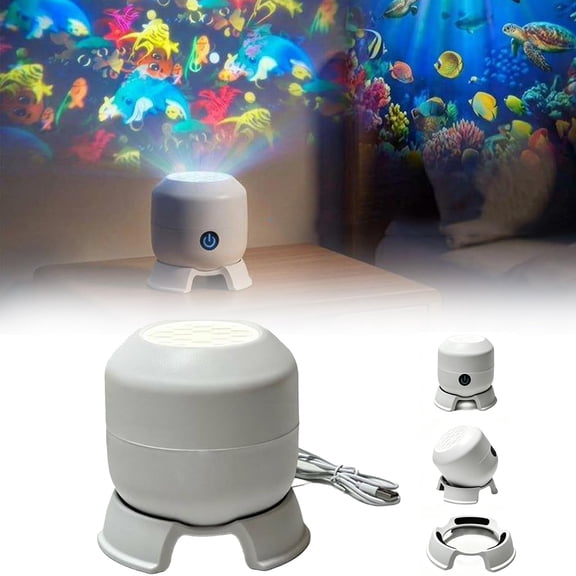 Dynamic Rotating LED Projector Light, 3D Ocean Wave Night Light Projector for Kids and Adults, USB Rechargeable 360 Rotating Mood Lamp for Bedroom