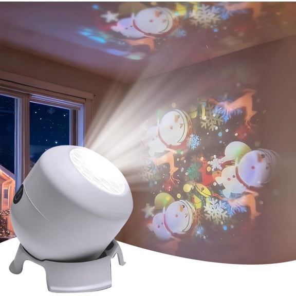 Dynamic Rotating LED Projector Light, Colorful Dimmable Ocean & Snowflake Projection Lamp, Rechargeable Night Light for Bedroom & Home Theater