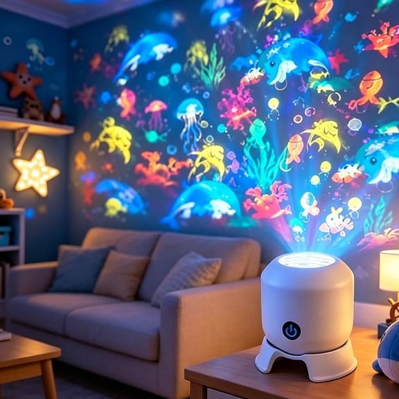 Dynamic Rotating LED Projector Light, Smart 3D Ocean Wave Galaxy Lamp, Rechargeable Atmosphere Nightlight for Meditation Bedroom