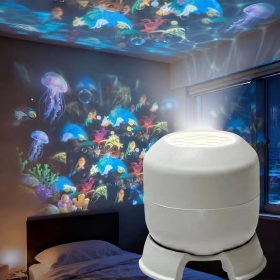 Dynamic Rotating LED Projector Light, USB-Powered LED Projector, Snowflake/Christmas/Ocean Dynamic Patterns, Multi-Angle Projection Base, for Meditation, Bedroom, Home Theater