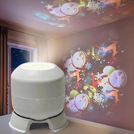 Dynamic Rotating LED Projector Light, USB-Powered LED Projector, Snowflake/Christmas/Ocean Dynamic Patterns, Multi-Angle Projection Base, for Meditation, Bedroom, Home Theater