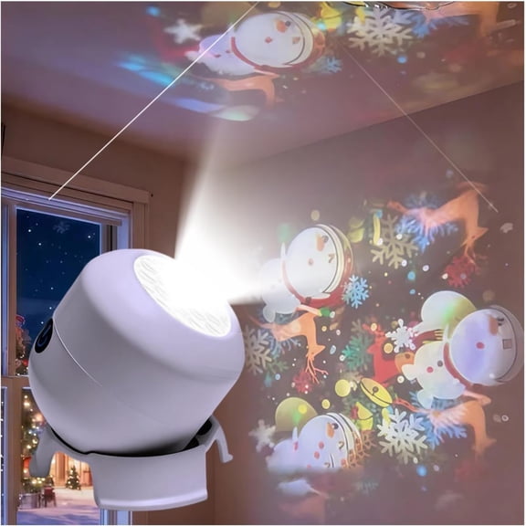 Dynamic Rotating LED Projector Light, USB Rechargeable LED Projector, Snowflake/Christmas/Ocean Dynamic Patterns, Adjustable Brightness Ambient Lighting, for Indoor Decoration (Ocean Charging)