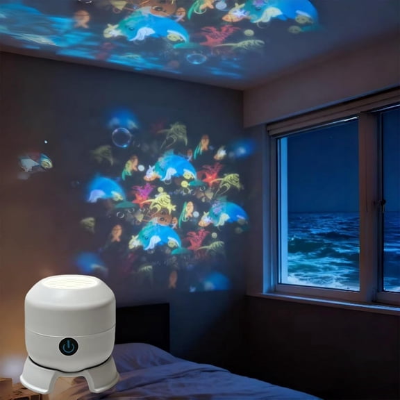 Dynamic Rotating LED Projector Light, USB Rechargeable LED Projector, Snowflake/Christmas/Ocean Dynamic Patterns, Multi-Angle Projection Base, for Meditation, Relaxation, Bathroom, Gifts
