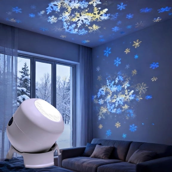Dynamic Rotating LED Projector Light,USB Rechargeable Ocean & Snowflake Projector,Adjustable Brightness Night Light for Bedroom, Home Theater, Ceiling Room Decor (Snowflake)