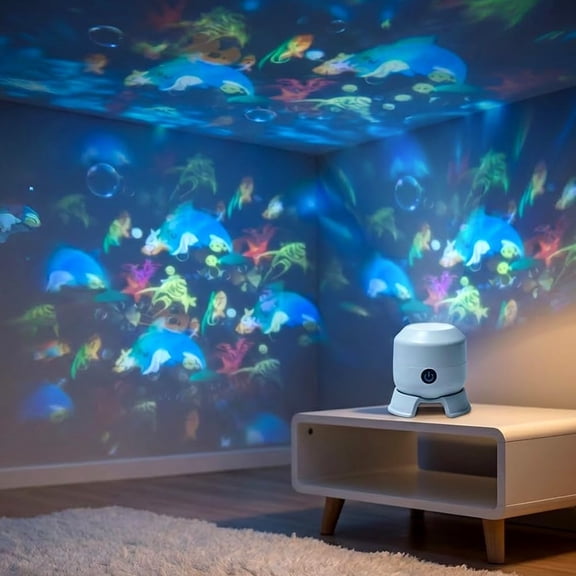 Dynamic Rotating Led Projector Light, 5D Holographic Night Light Projector, Galaxy Projector Night Light, Ocean Wave Mood Lamp, for Meditation, Bedroom, Home Theater