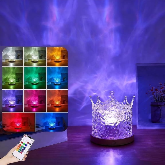 Dynamic Rotating Water Ripple Projector Night Light,Aurora Borealis Night Light Projector,16 Colors Rotating Water Ripple Ambient Dynamic Wave Cube Lamp with Remote for Party Bedroom, Living