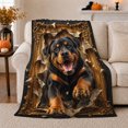 thumbnail image 1 of Dynamic Rottweiler Bursting Through Baroque Frame, Playful Pet Portrait Pattern, Warm Flannel Blanket for Living Room and Bedroom, Dog Lovers Just Because Gift, Pet Lover Home Decor, 1 of 9