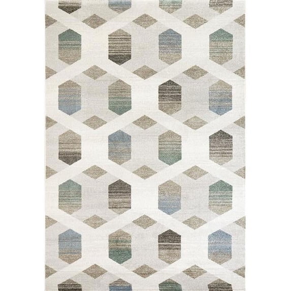 Dynamic Rugs AE2434036141 2 ft. x 3 ft. 11 in. Avenue 3403 Rectangle Modern Area Rug - 6141 Ivory, Blue & Multi Color