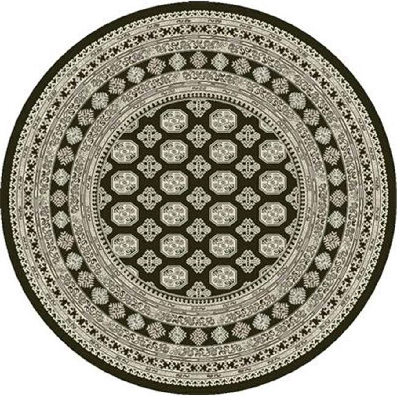 Dynamic Rugs ANR5571023636 Ancient Garden Round Rug, Charcoal & Silver ...