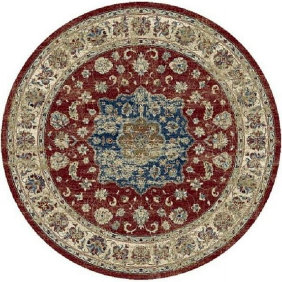 Dynamic Rugs ANR5575591464 5 x 3 ft. Ancient garden 57559 Round Traditional Area Rug - 1464 Red & Ivory