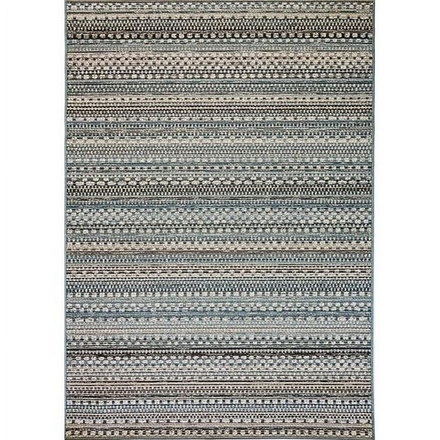 Dynamic Rugs BI71085705032 6 ft. 7 in. x 9 ft. 6 in. Brighton 8570 Rectangle Contemporary Area Rug - 5032 Beige & Blue