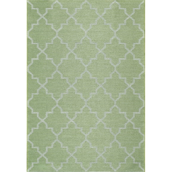 Dynamic Rugs Newport Green/Ivory 3.11X5.7 Trellis Indoor/Outdoor Area Rug